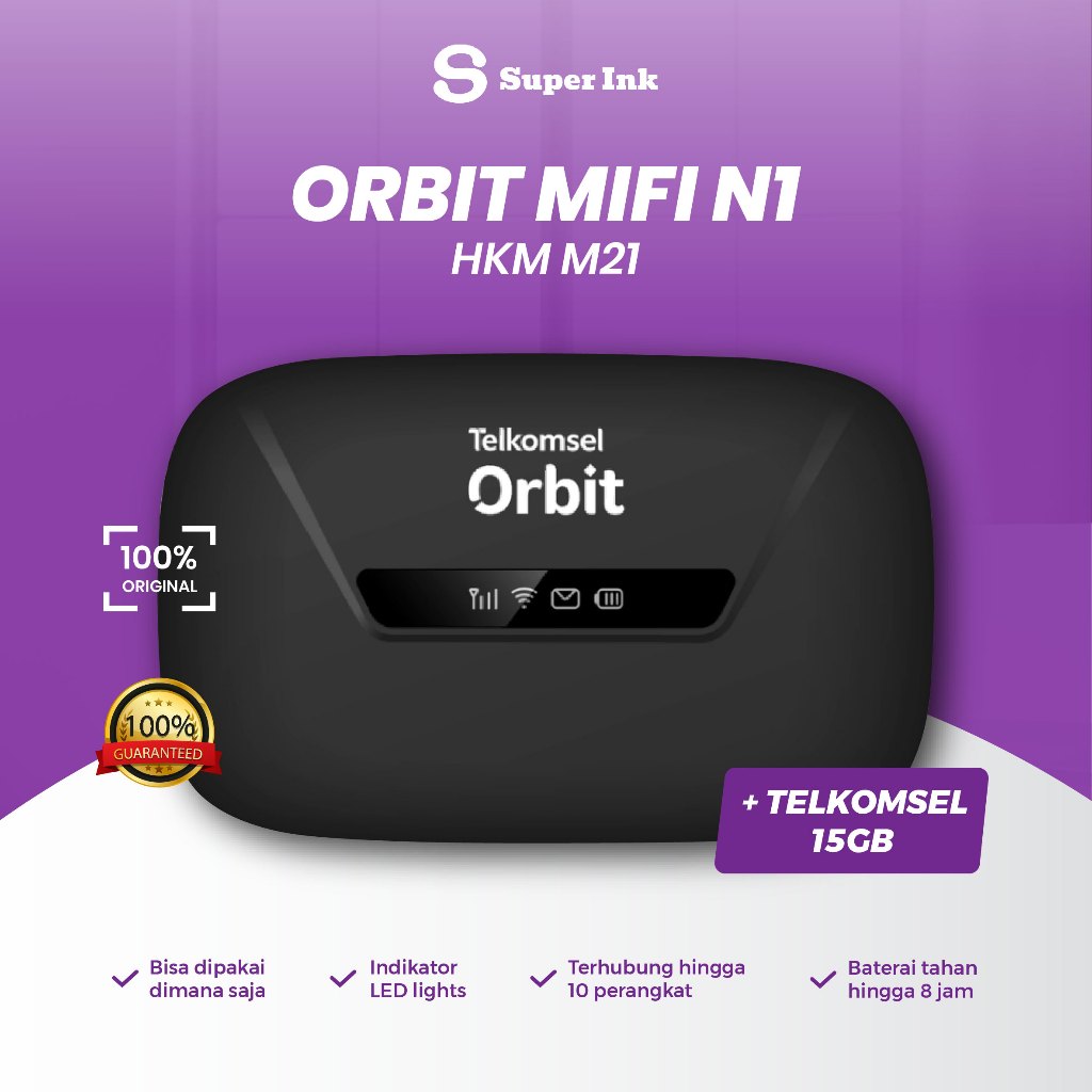 Telkomsel Orbit Mifi N1 Mini Portable Modem Wifi 4G LTE HKM M21 Jaringan LTE Cat‑4 15 Mbps Original