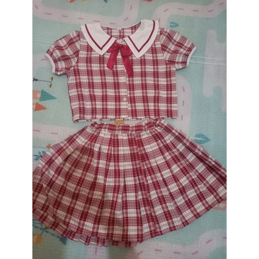 Preloved Setelan Rok Anak Import Sailor Red