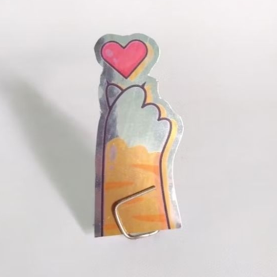 

Sticker hologram Kucing Oren Tangan Love Koceng Lucu Untuk hp laptop motor helm