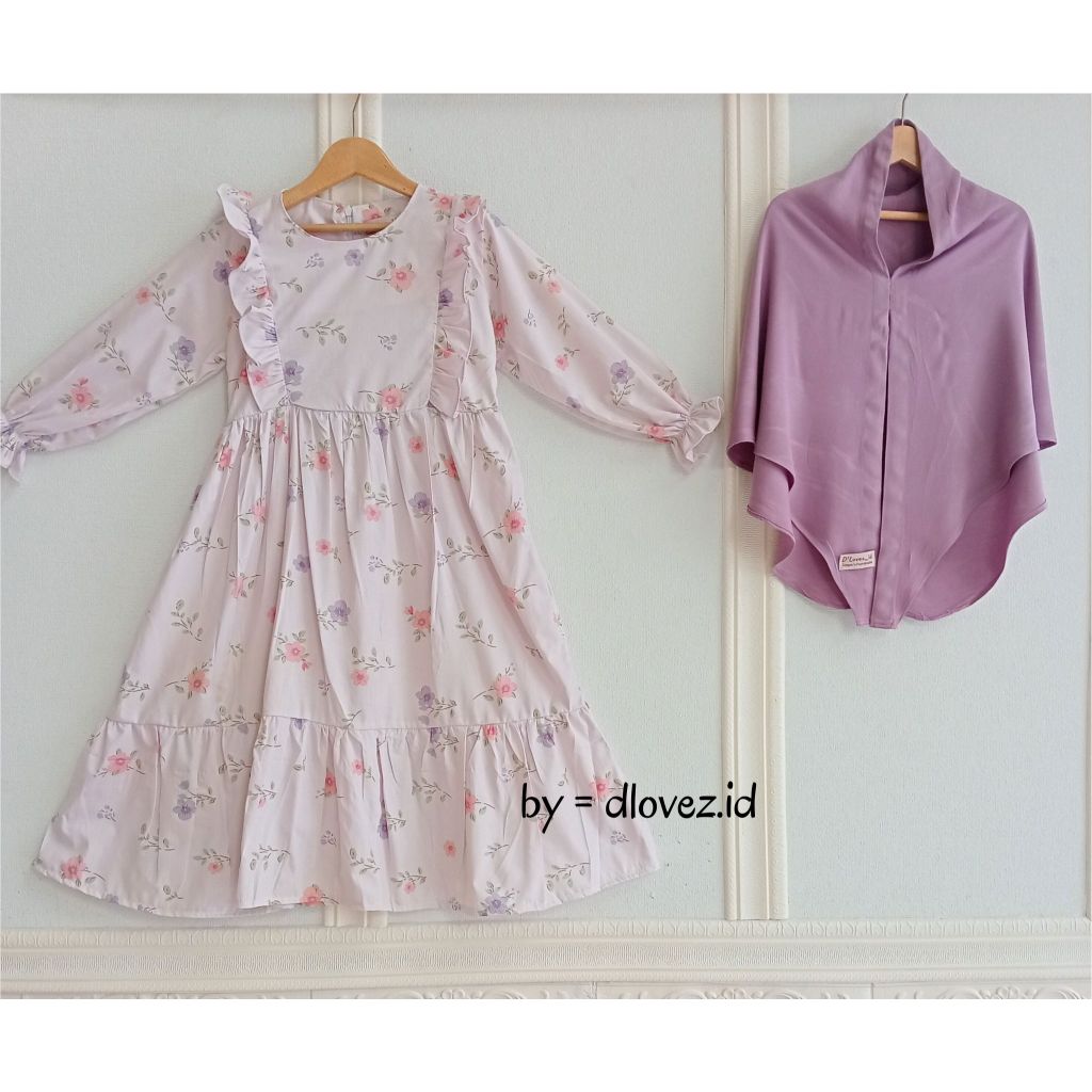 NEW PRODUCT SET GAMIS ANAK FREE HIJAB (1 - 10 TAHUN) KAIRA SET GAMIS DRESS MERBABU56