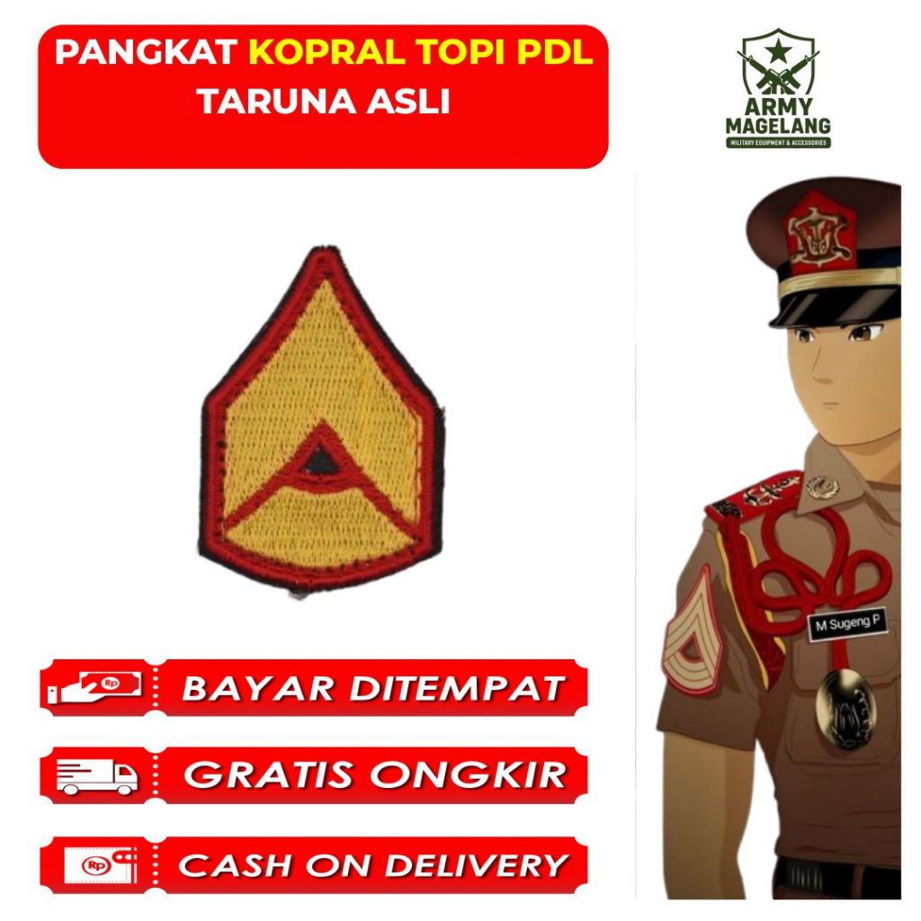 PANGKAT TOPI PDL KOPRAL PEREKAT TARUNA AKMIL ASLI