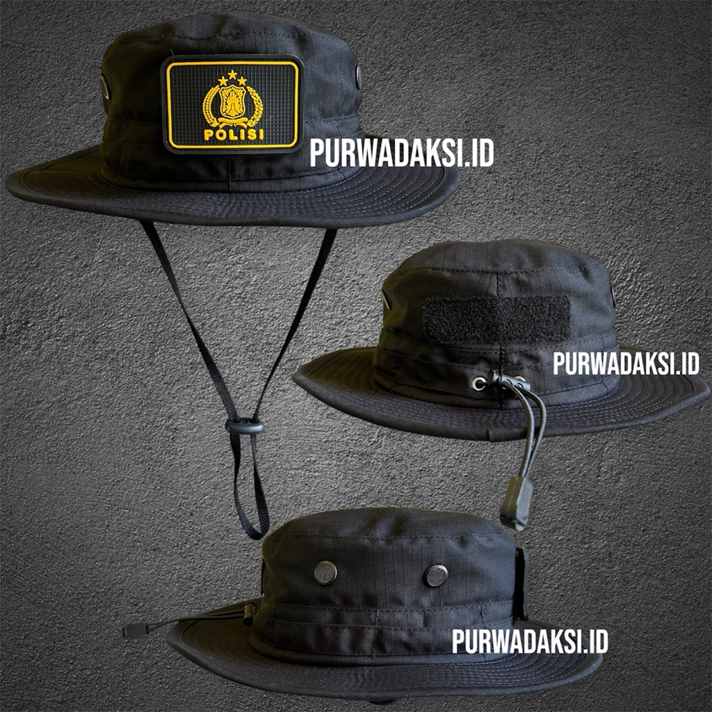 topi rimba polri  logo patch emblem bonus lingkar daun fuul kawat  Topi Rimba logo Bintara | Topi Ri