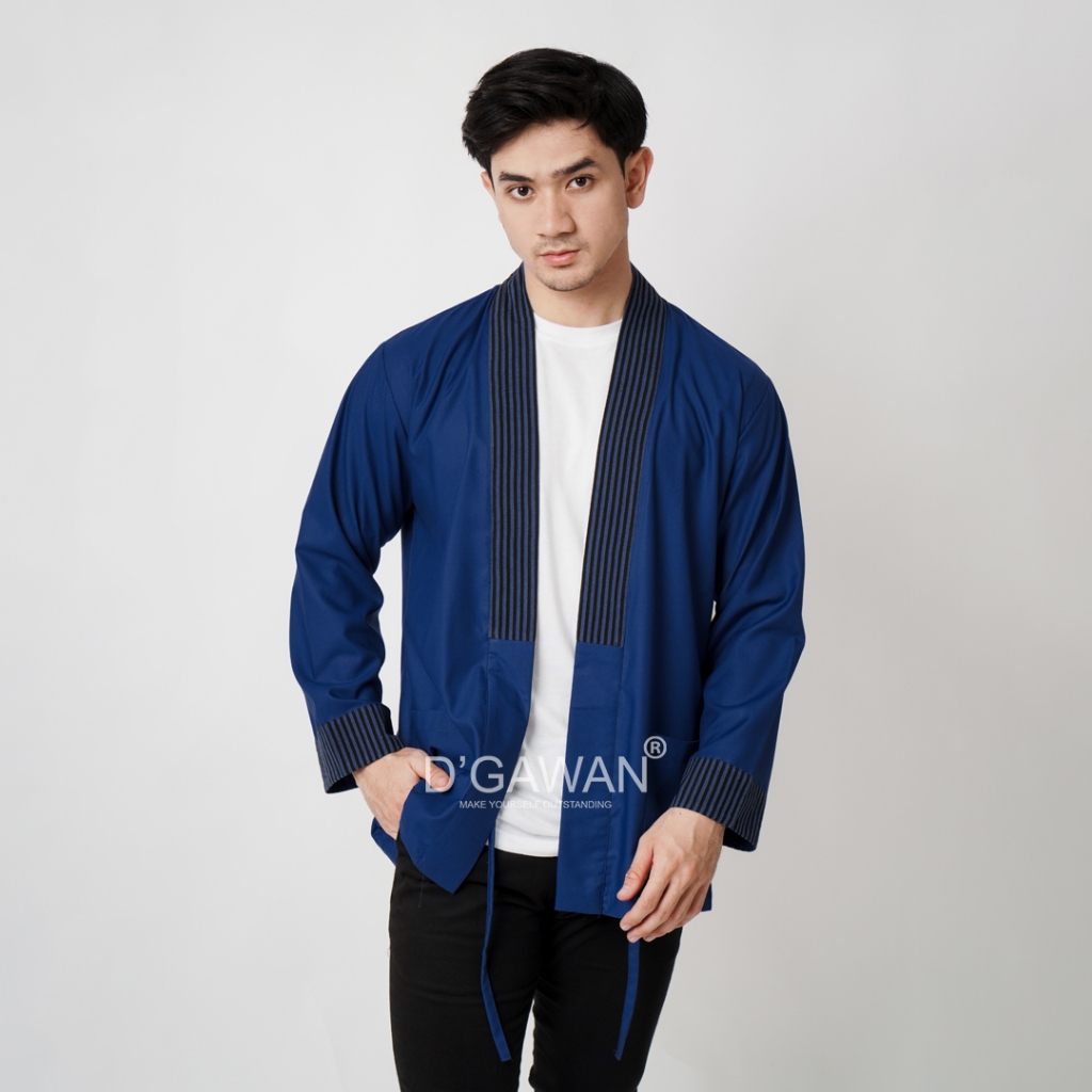 DGAWAN Original SURJAN V2 KIMONO Black Outer Pria Multifungsi Keren Kekinian Kombinasi Batik Lurik L