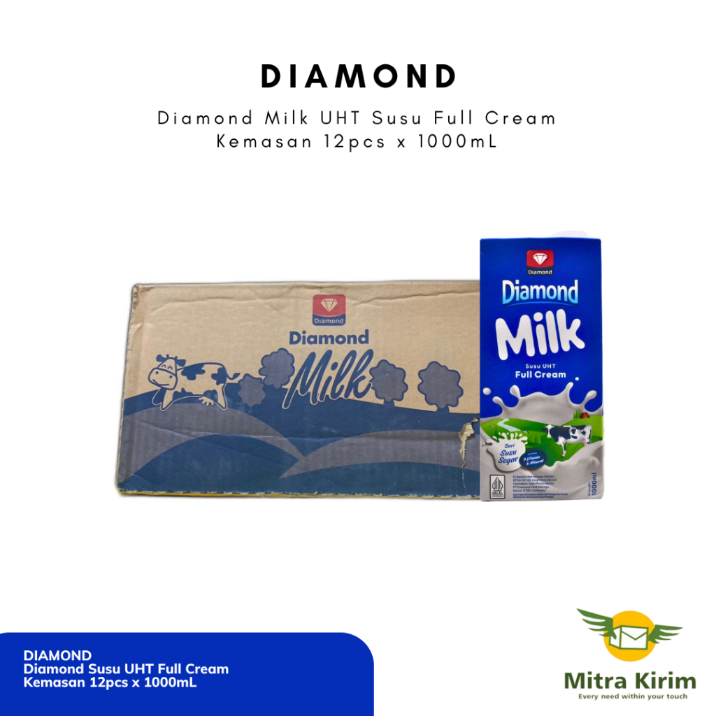 

Diamond Milk Susu UHT Full Cream Kemasan 12pcs x 1000mL