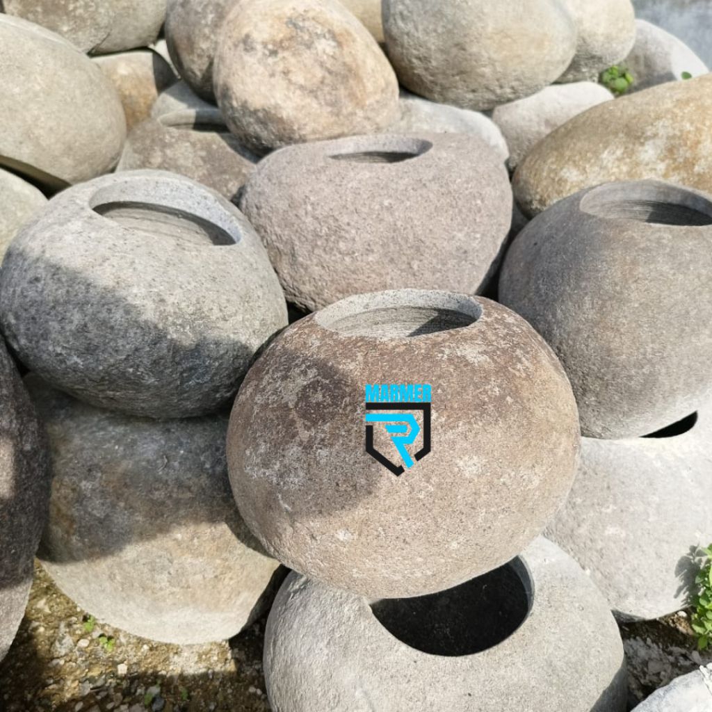 Pot Bunga Tanaman Outdoor bahan Batu Kali Finishing Natural