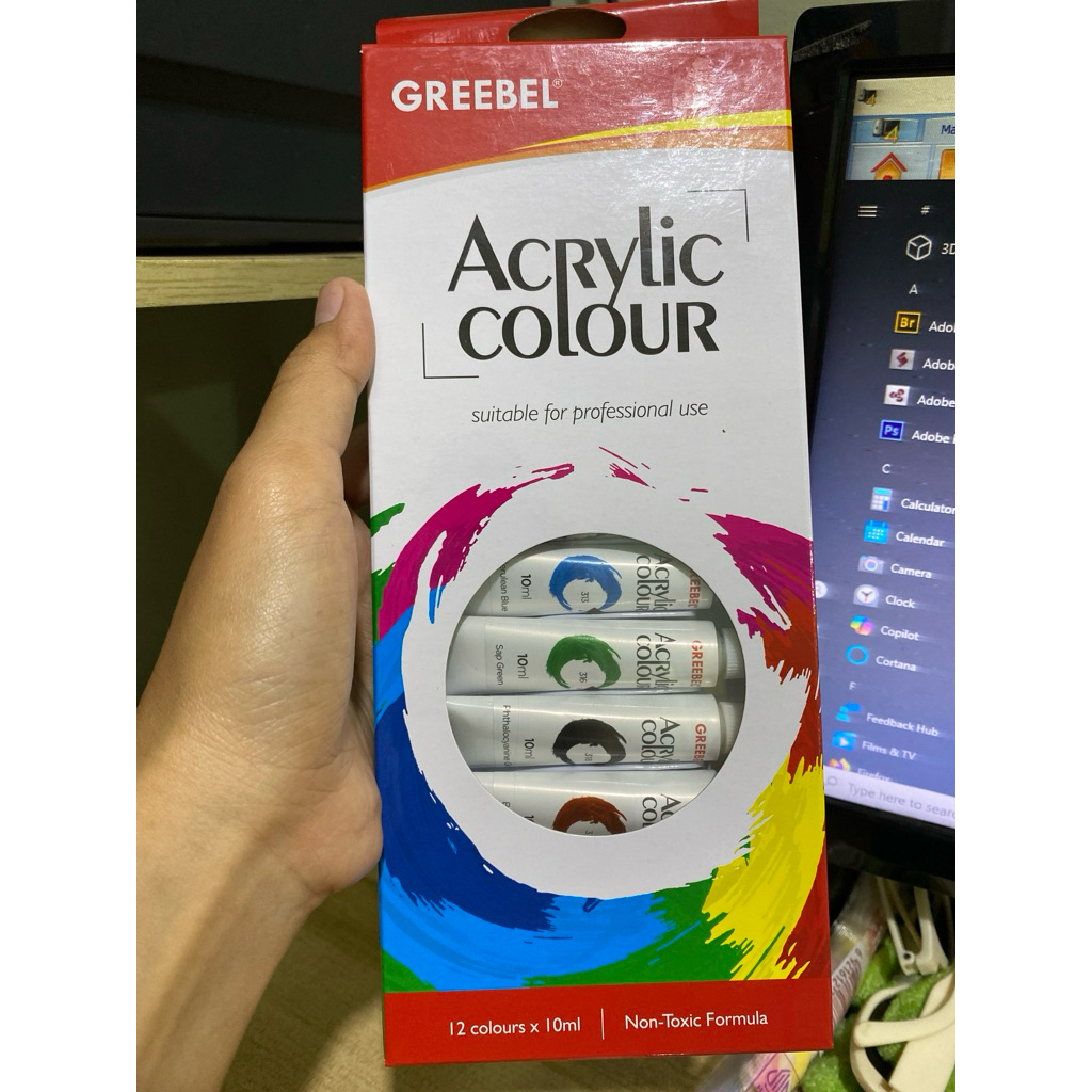 

Acrylic color/ pewarna akrilik 12 warna 10ml greebel