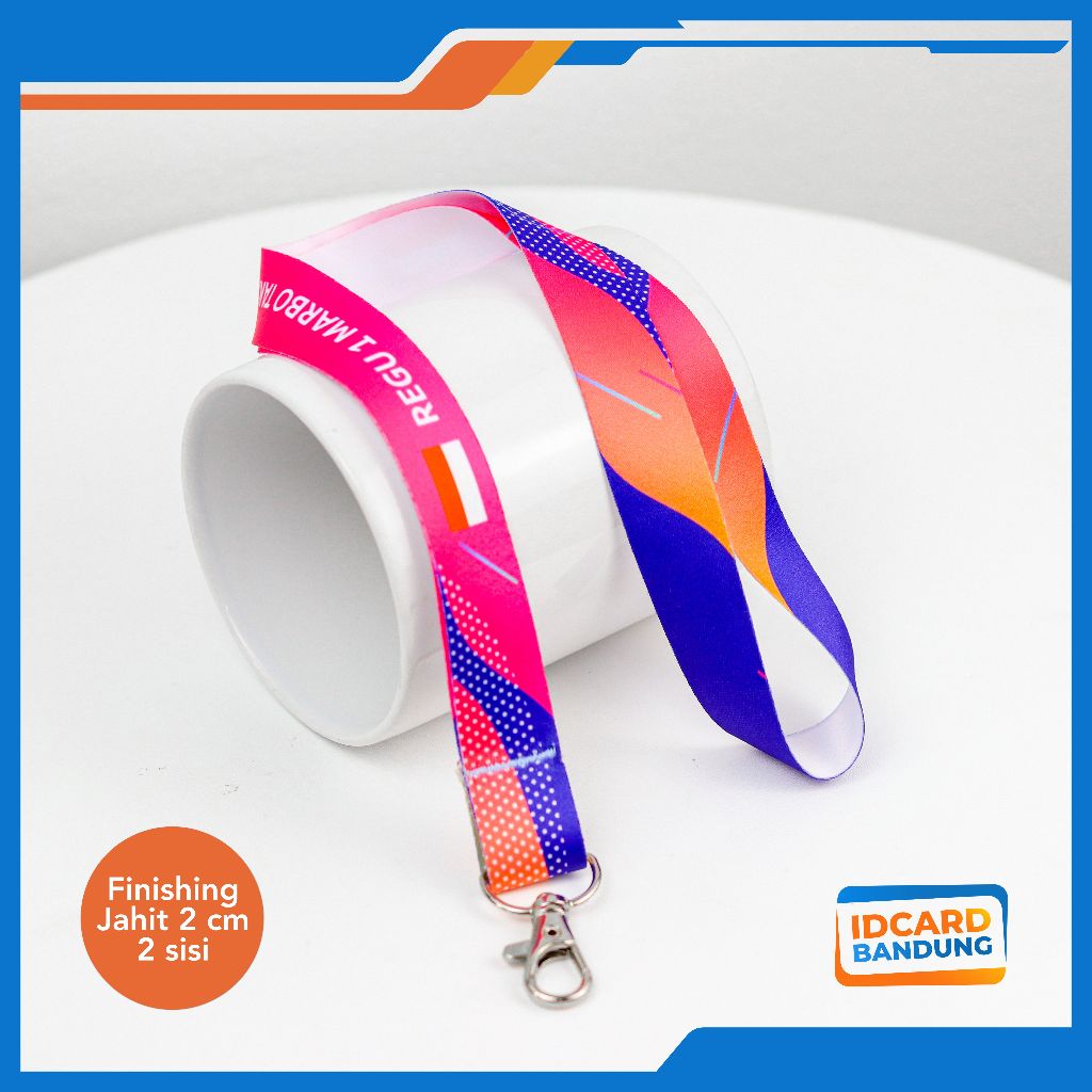 

talilanyard custom JAHIT print sublim 2cm cetak 2 muka / tali id card custom jahit printing dua cm cetak dua muka / nametag