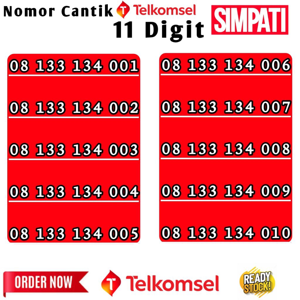 NOMOR CANTIK TELKOMSEL SIMPATI - NOMOR CANTIK SIMPATI 11 DIGIT 133 134 001 002 003 004 005 006 007 0