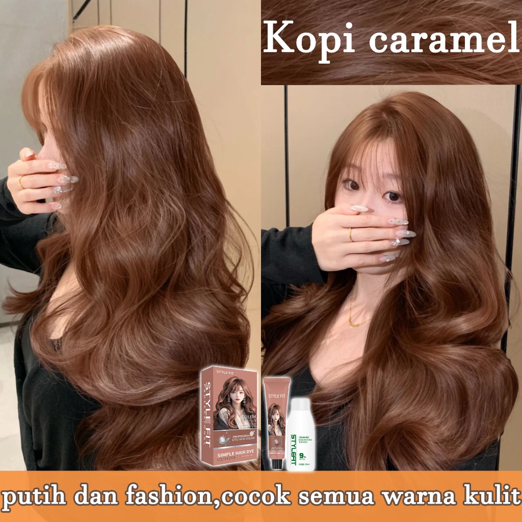 【Bahan terbaru】 STYLE FIT Kopi karamel Cat rambut 200ml Bahan upgraded warna tahan lama（cat rambut，h