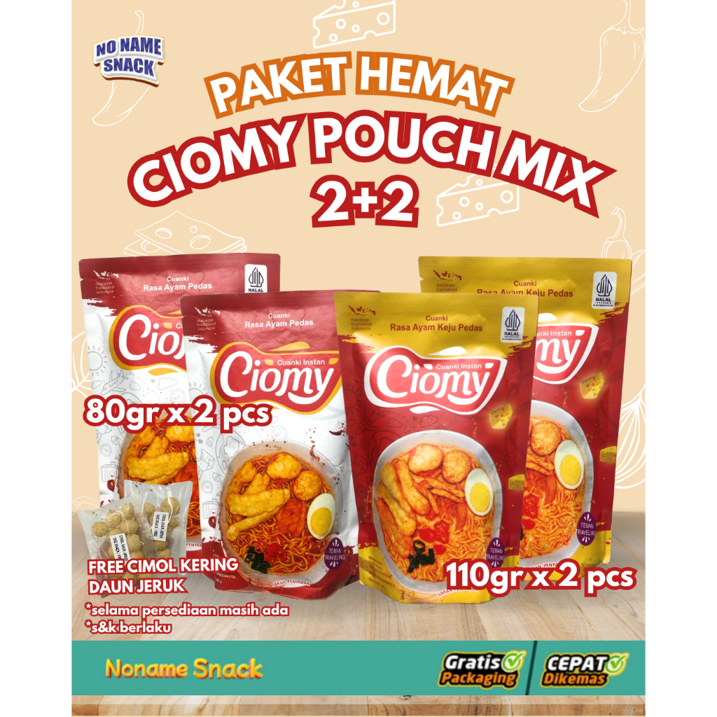 

Paket Hemat Ciomy Cuanki Pouch Ayam Keju Pedas + Ayam Pedas isi 4 pcs