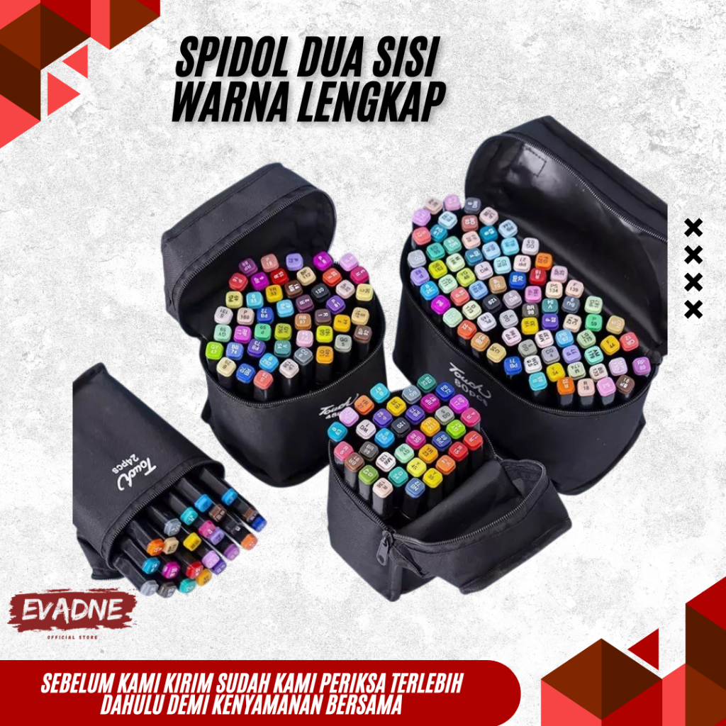 

TODDI Spidol Warna Warni 1 Set Sketch Marker 2 Tip Touch Marker 12/24/30/36/40 48/60/80 Warna Lengkap TOUCH