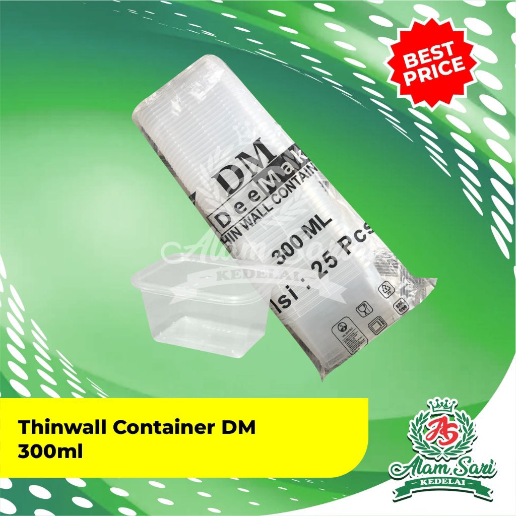 ThinWall Container DM 300ML Kotak | Wadah makanan 300ML | Wadah Makanan Plastik | Tempat penyimpanan