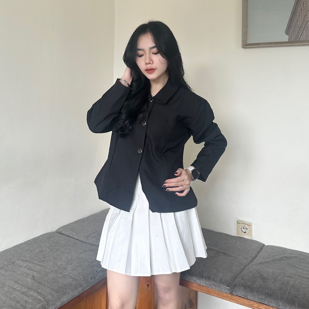 Ailee Long Sleeve Top / Atasan Lengan Panjang / Hijab Friendly Blouse - Blazer Wanita Korean Look - 