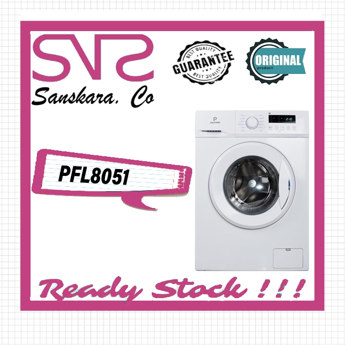 POLYTRON PFL8051 MESIN CUCI FRONT LOADING 8 KG PFL 8051 PFL8051