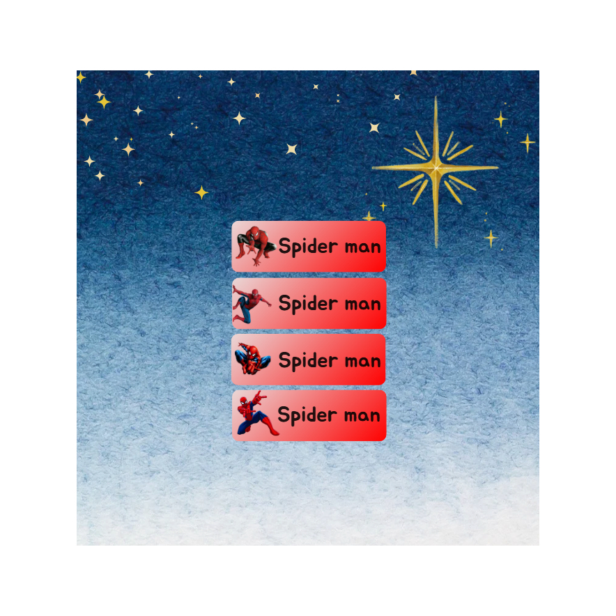 

Stiker Nama Custom / Stiker Buku Anak / Stiker Nama Anti Air - TEMA : SPIDER MAN