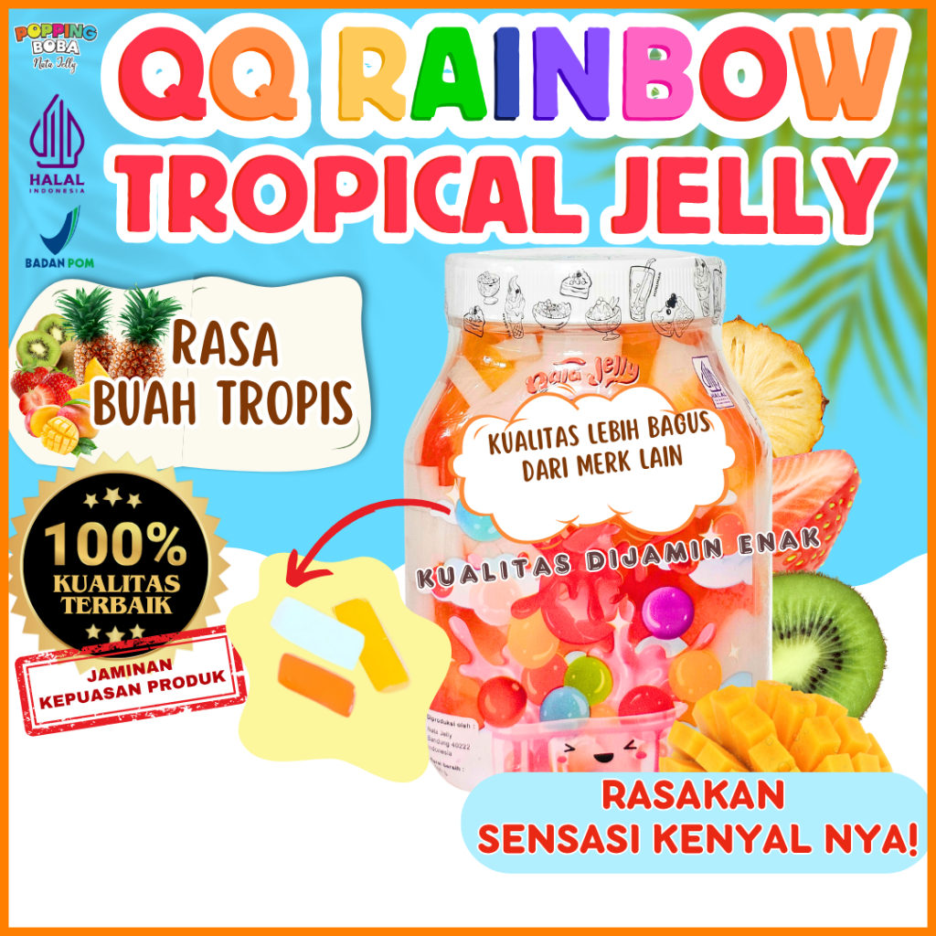 

QQRainbowJellyKonyakuToppingMinumanCocokDengan GIFFARD Sirup Sirop Syrup - Tropical Jelly Buah Tropis 500 Gram | Cocok Untuk Semua Jenis Minuman