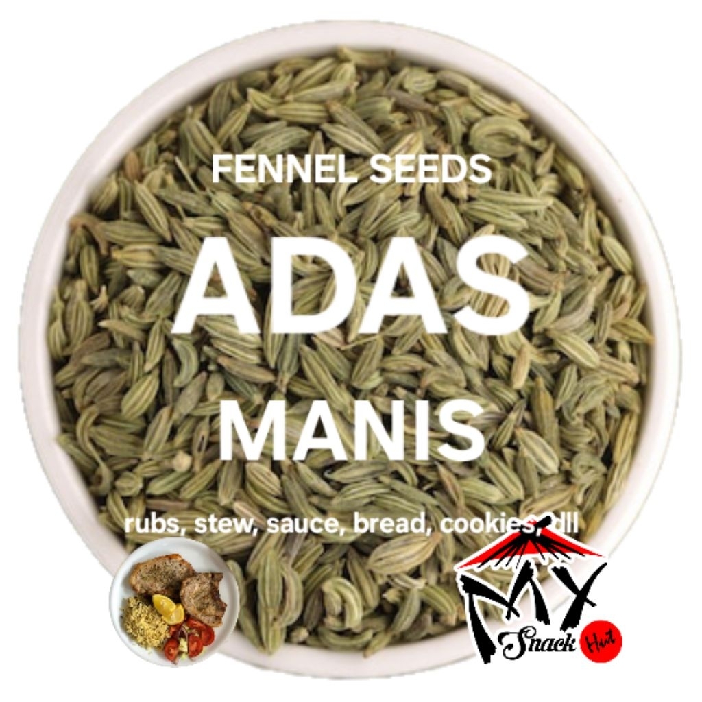 

ADAS MANIS UTUH 100GR FENNEL SEED HOT COLD DRINK TEH TEA BREAD COOKIES STEAK RUBS CHOP STEW MARINASI