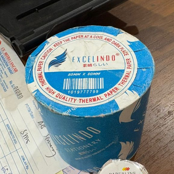 

Thermal Paper Roll / Kertas Print Thermal / Kertas Struk / Thermal Register Roll Merk Paperline / Excelindo 80 x 80
