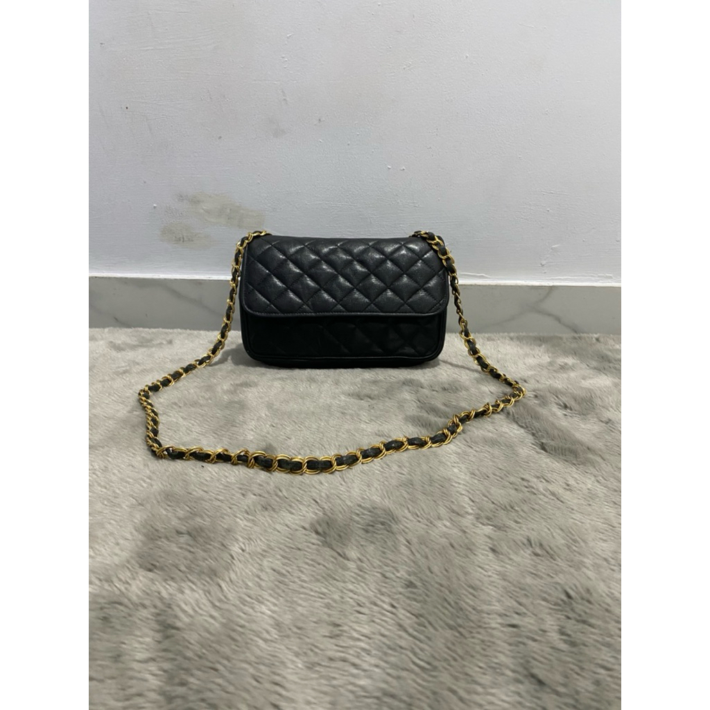 sling bag hitam kulit asli dr stella preloved