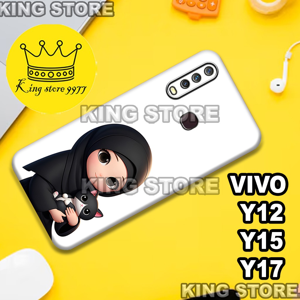 (KS24)  Softcase karet untuk VIVO Y12 - Y15 - Y17 Motif gambar karakter Hijab/casing VIVO Y12 - Y15 