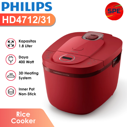 RICE COOKER DIGITAL PHILIPS KAPASITAS 1.8 LITER HD4712 GARANSI RESMI (MEDAN)