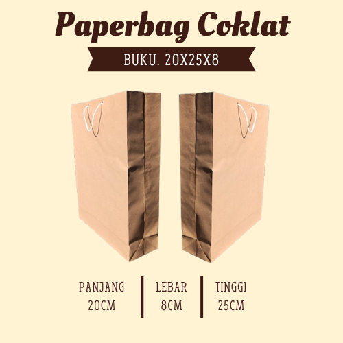 

Paperbag Polos UK 20x25 isi 12pcs Coklat - Buku tas kado hadiah souvenir ulang tahun