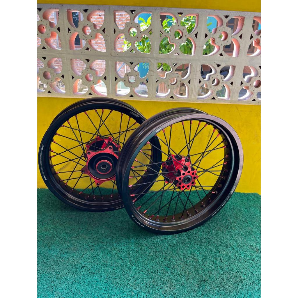 Velg Supermoto CRF Full Scarlet Ukur 250/300 dan 300/350 Ring 17 Murah Tanpa Ban