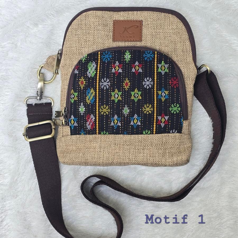 CLEARANCE SALE - KEAMI CRAFT - DAMAR Bag Songke Manggarai Tas Slempang Pria & Wanita Bahan Goni