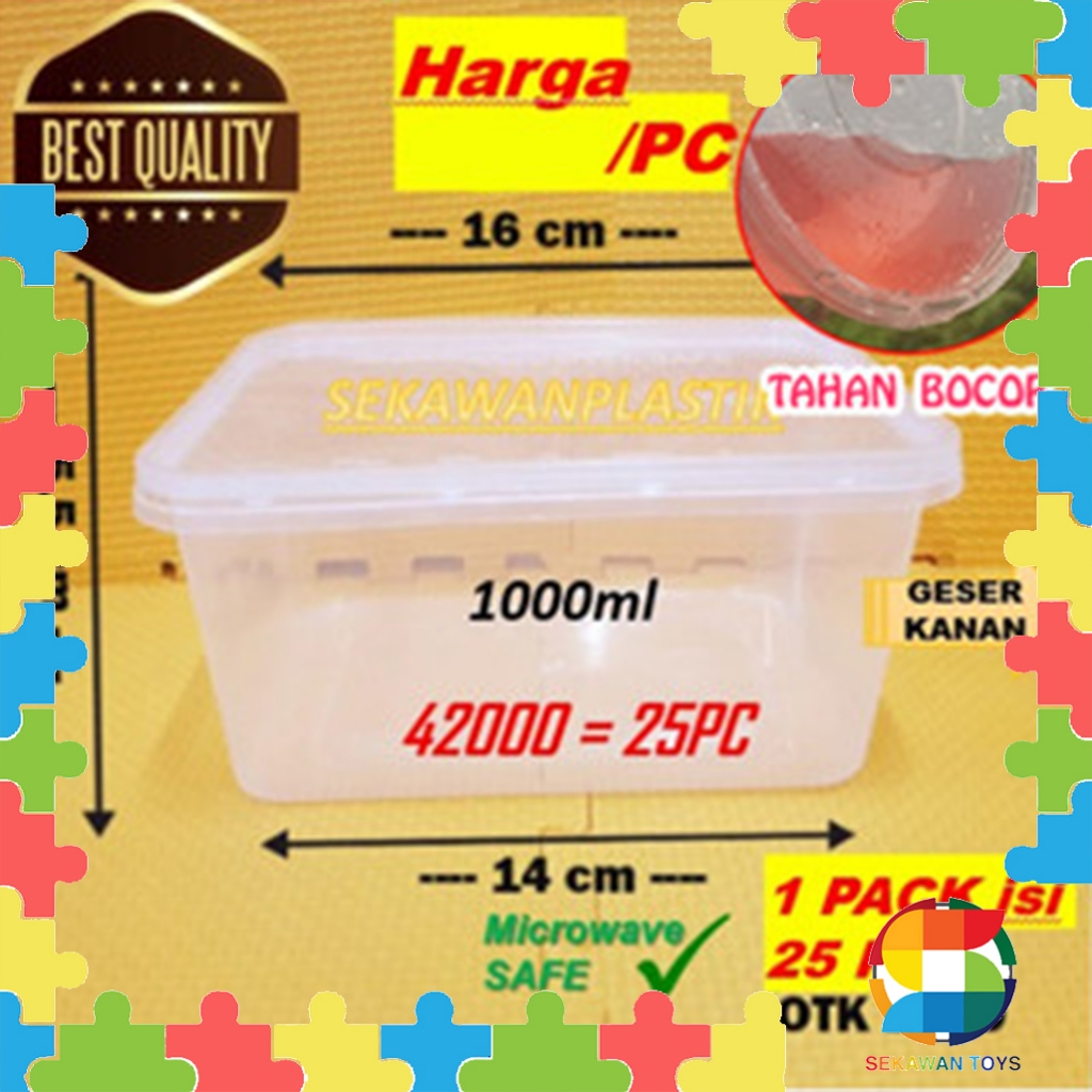 Thinwall 1000ml KOTAK Isi 25 / Kotak Plastik Bening/ Box Plastik /Kotak Plastik TAHAN panas OTK1000