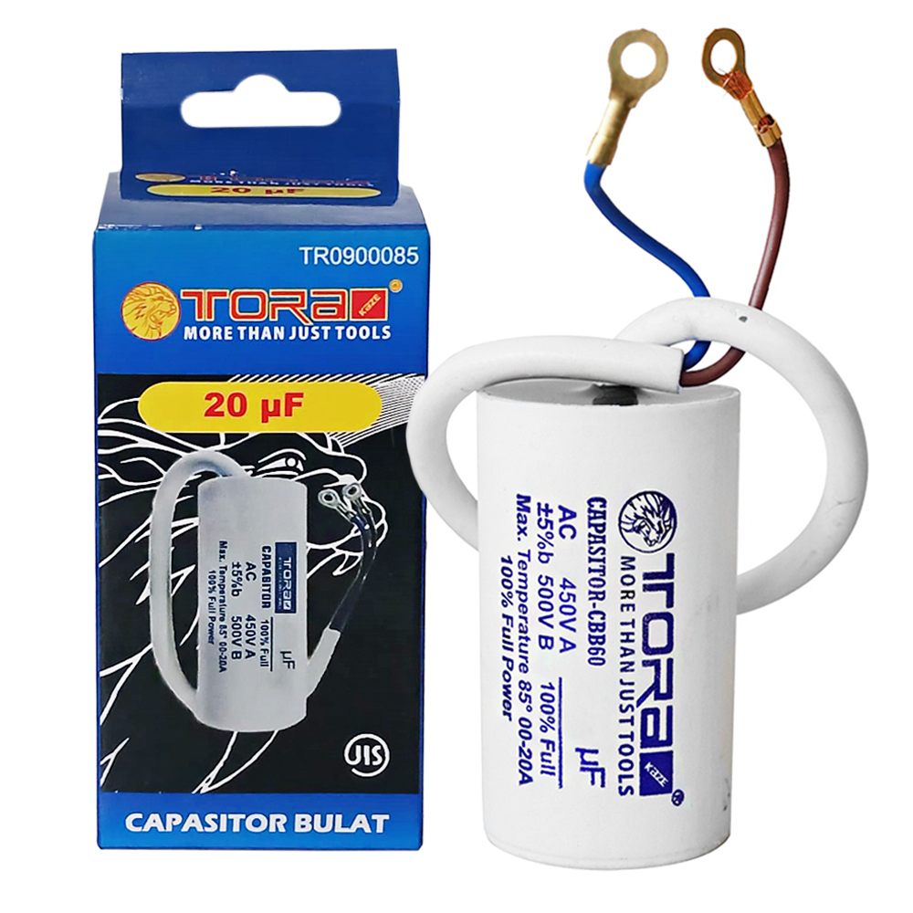 TORA Kapasitor CBB60 Bulat Putih 20 uF - Capasitor CBB60 Run 450V AC