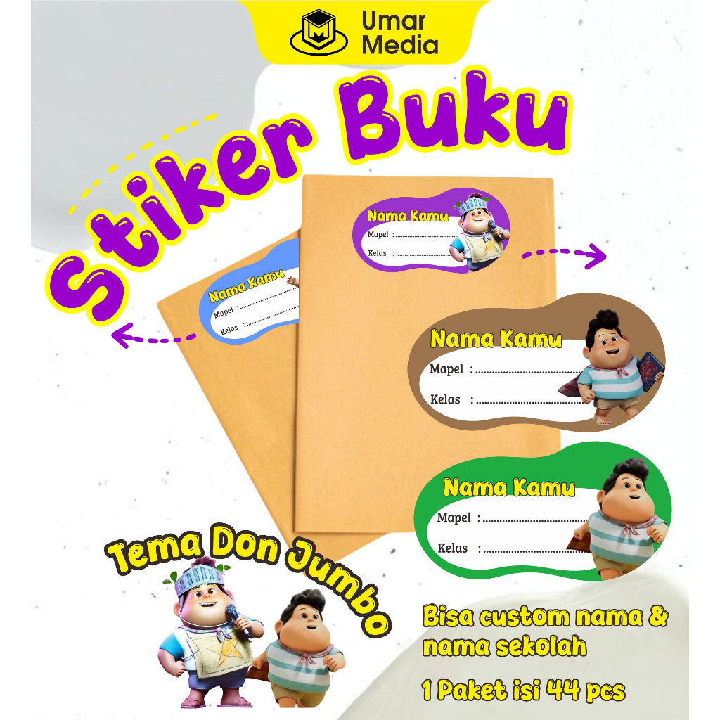 

(44 pcs) Stiker Nama Sticker Buku Mapel Label Custom Nama Anak Stiker buku tulis