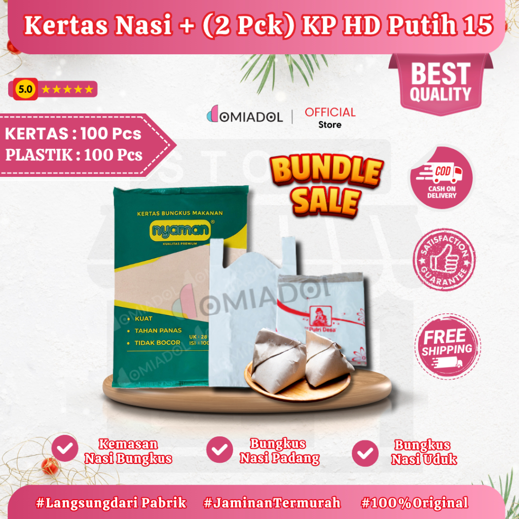 

(BUNDLING TERMURAH) Kertas Nasi Uduk & Kantong Plastik Uk 15 - Isi 100 Pcs