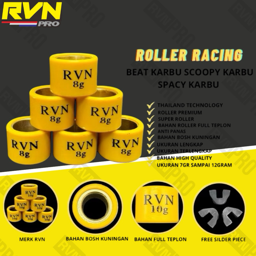 FREE SLIDER ROLLER ROLER RACING RVN BEAT KARBU SCOOPY KARBU SPACY KARBU UKURAN 7 8 9 10 12 BISA MIX 