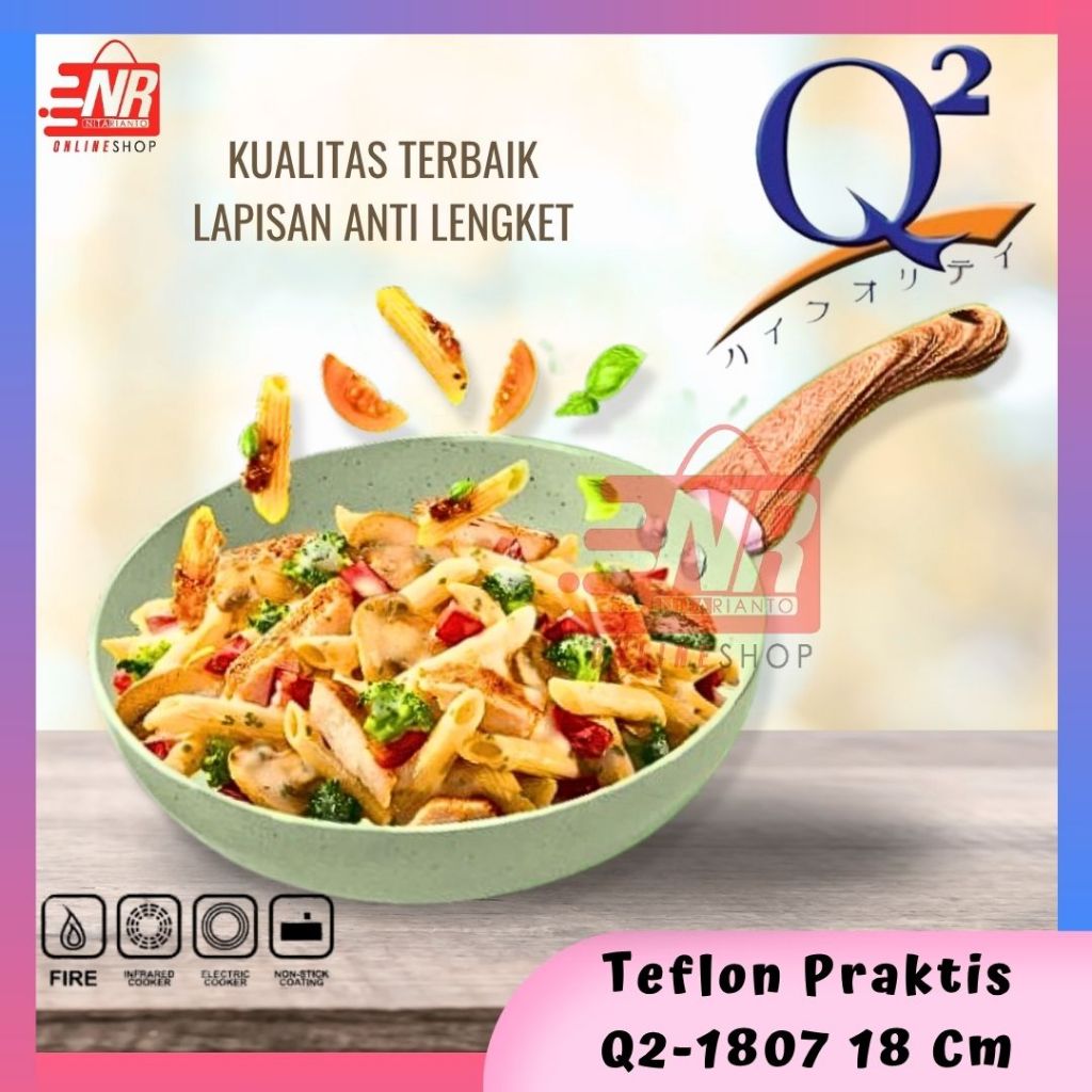 Teflon Praktis Anti Lengket Q2-1807 18 Cm / Panci Teflon Q2 Serbaguna