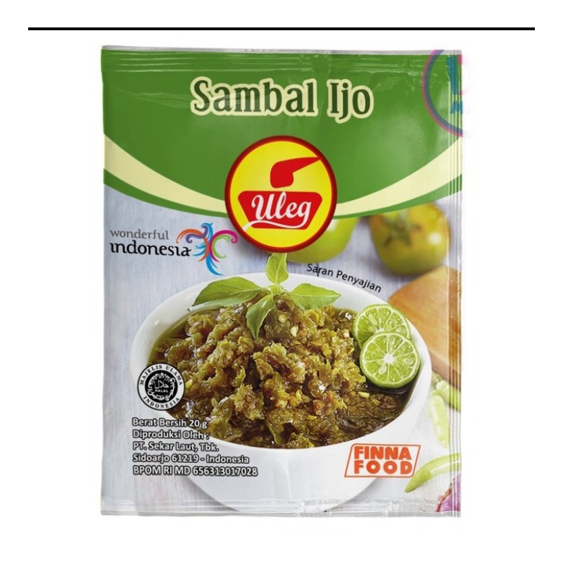

Saus Sambel Uleg Finna Ijo Sachet 18gr / Renceng isi - 10 Sachet