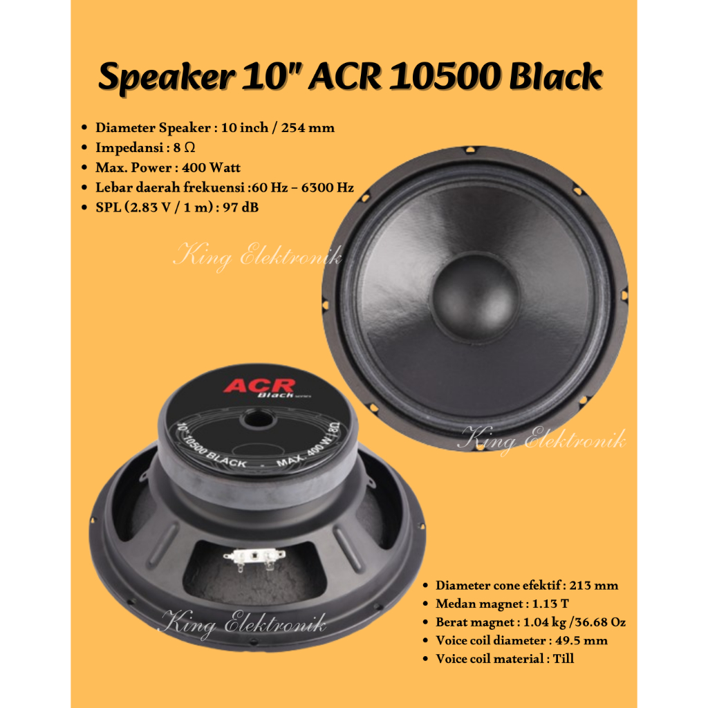 Speaker 10 inch Woofer ACR 10500 Black