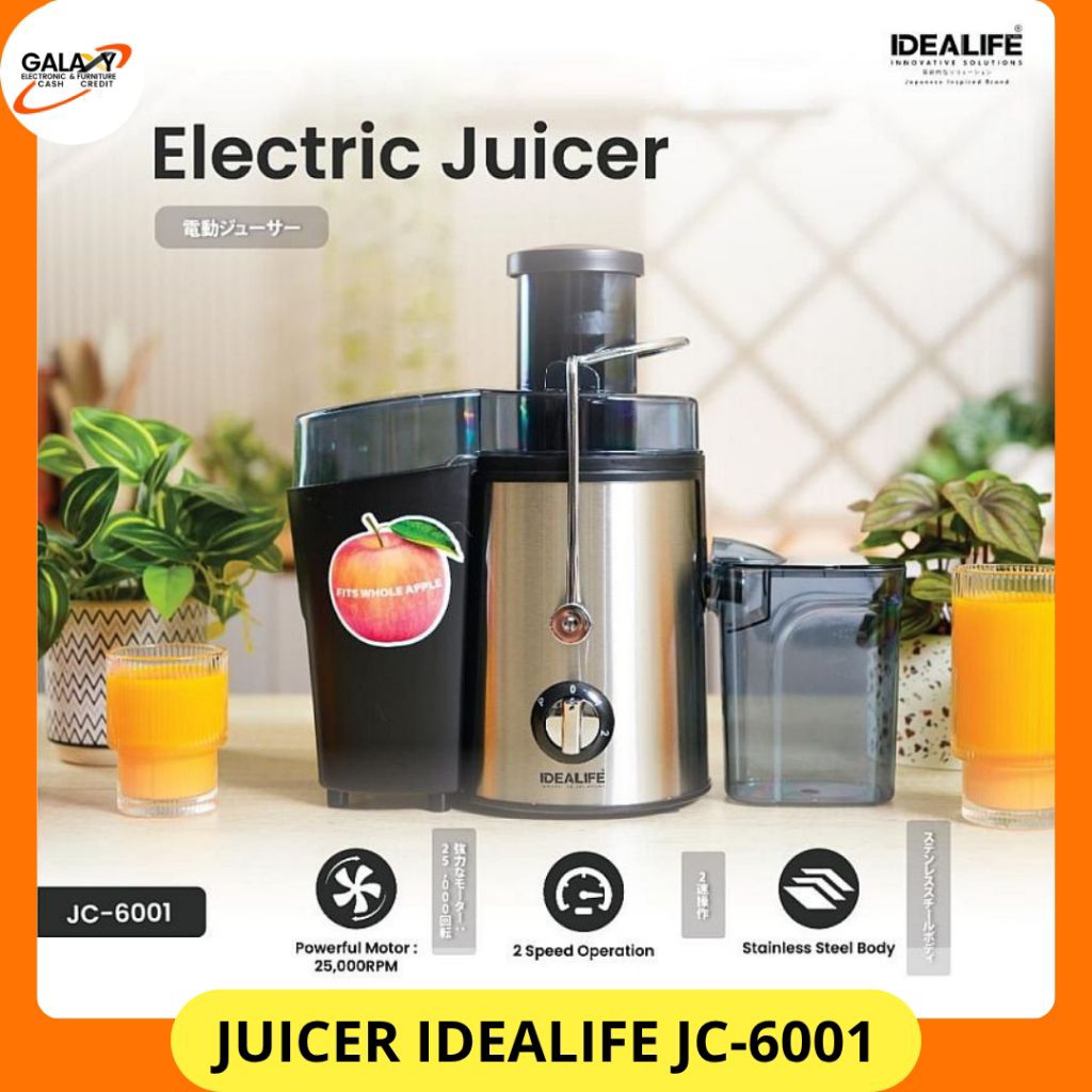 IDEALIFE Electric Juicer Idealife JC-6001 Pemeras Jus Elektrik. juicer warna hitam