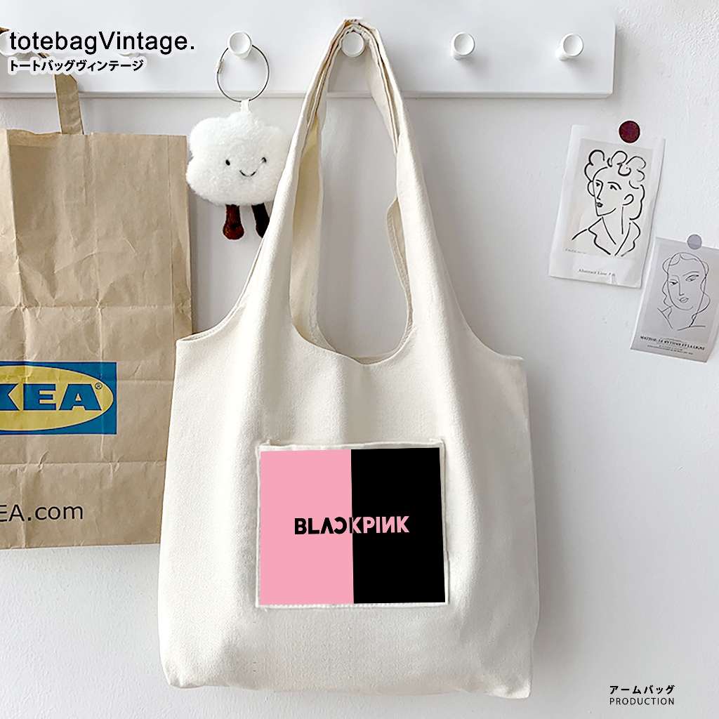 TOTE BAG KANTONG BLACKPINK BAHAN KANVAS UKURAN BESAR - TOTE BAG VINTAGE / TAS KANVAS / TAS WANITA