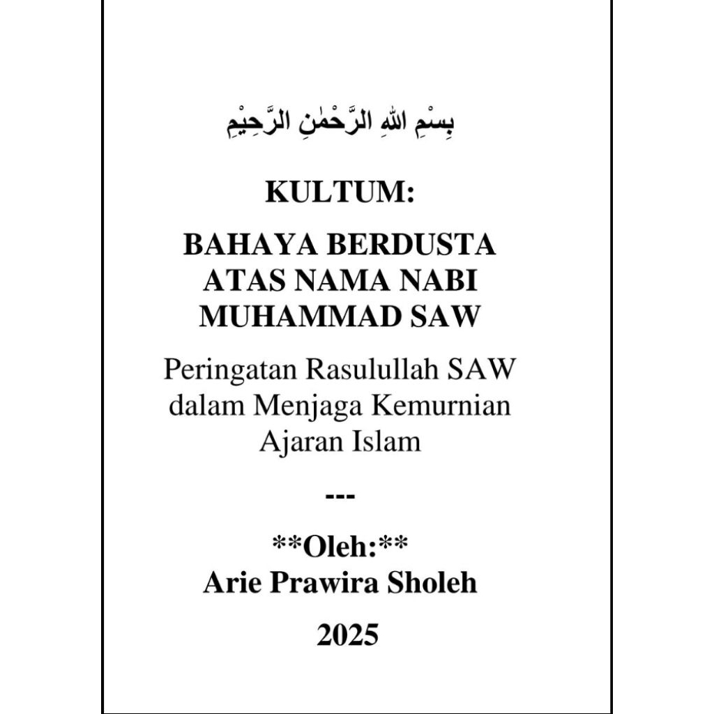 e buku KULTUM Bahaya Berdusta Atas Nama Nabi Muhammad SAW