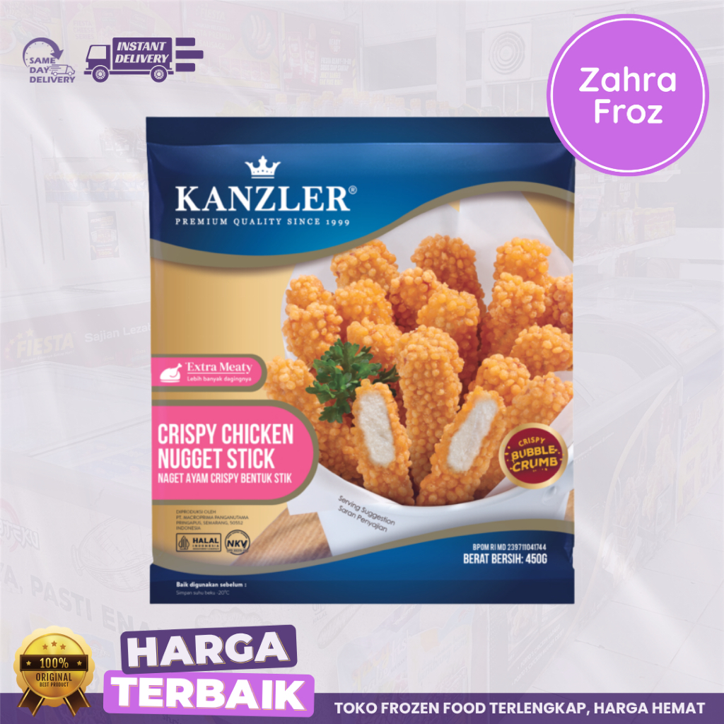 

DA KANZLER CRISPY CHICKEN NUGGET STICK 450 GR NAGET AYAM CRISPY BENTUK STIK