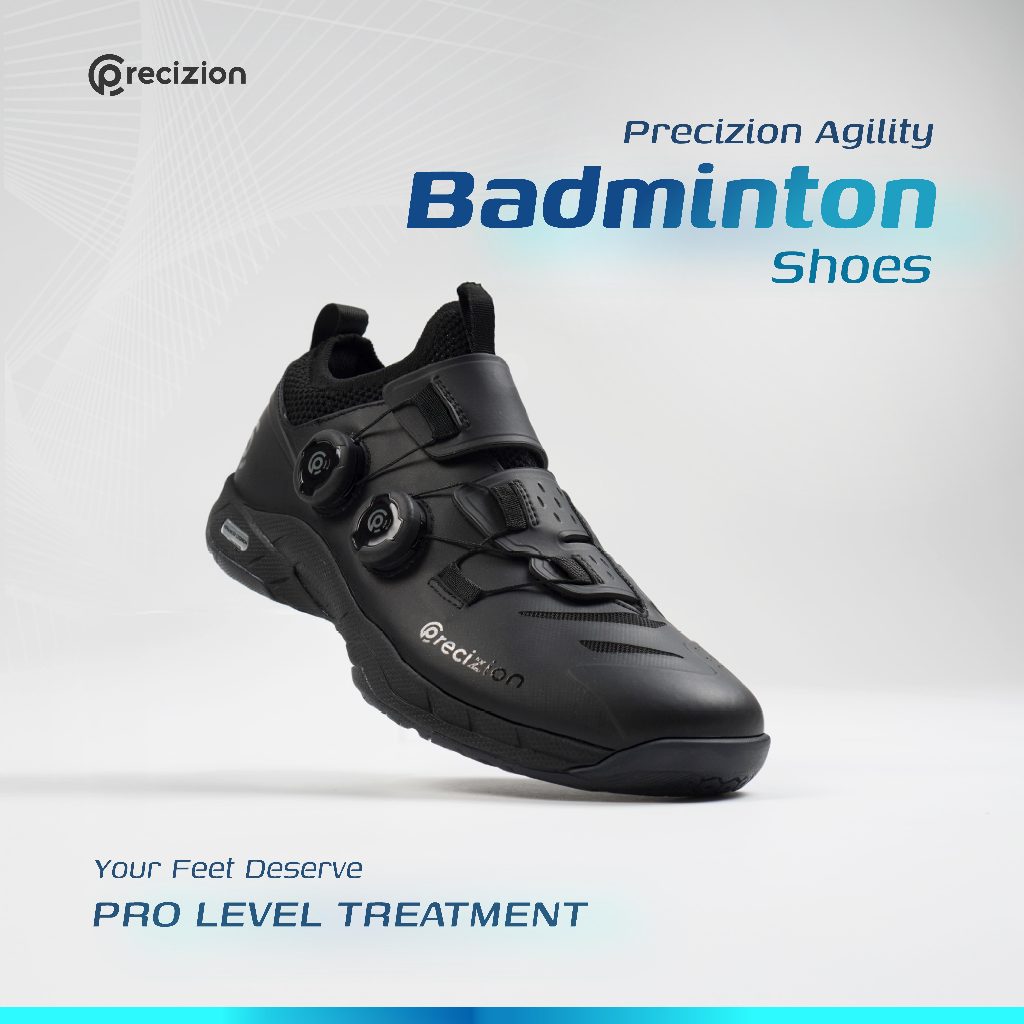 BADMINTON SHOES AGILITY (BLACK) - Sepatu Badminton Hitam Precizion