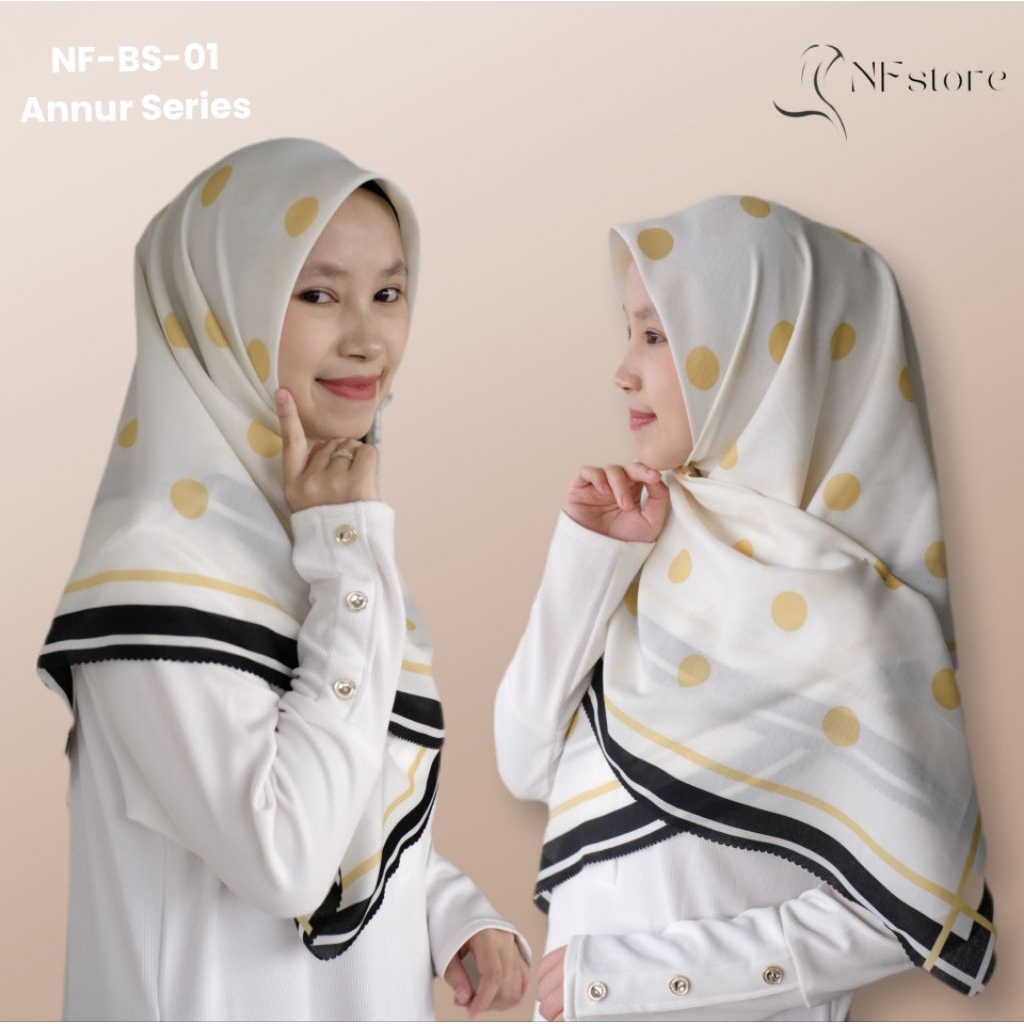 Hijab Motif Segi Empat Voal Annur Series Hijab Cantik NFstore