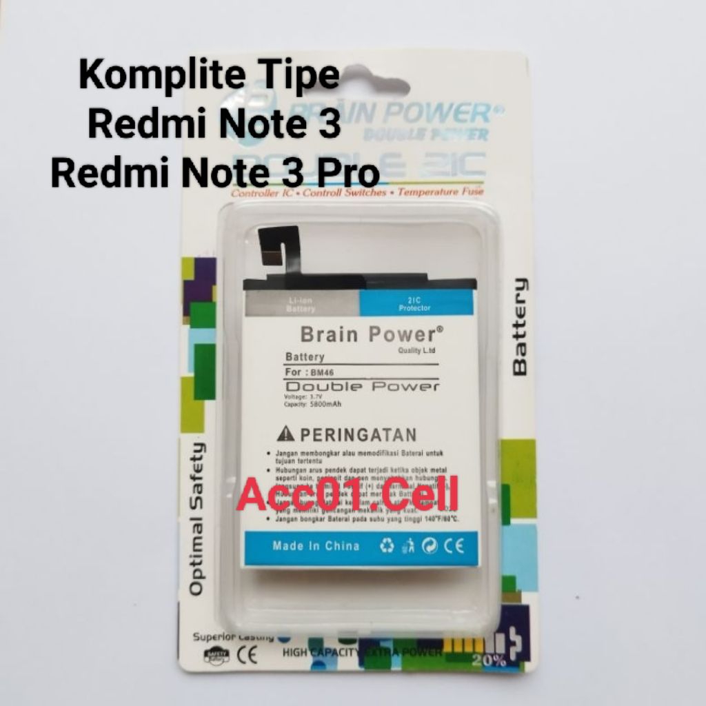 Baterai Suport Redmi Note 3 / Note 3 Pro  BM46 Double Power