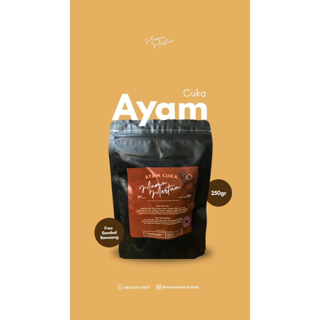

MAMA MERTUA FOOD - AYAM CUKA UKURAN 250gram