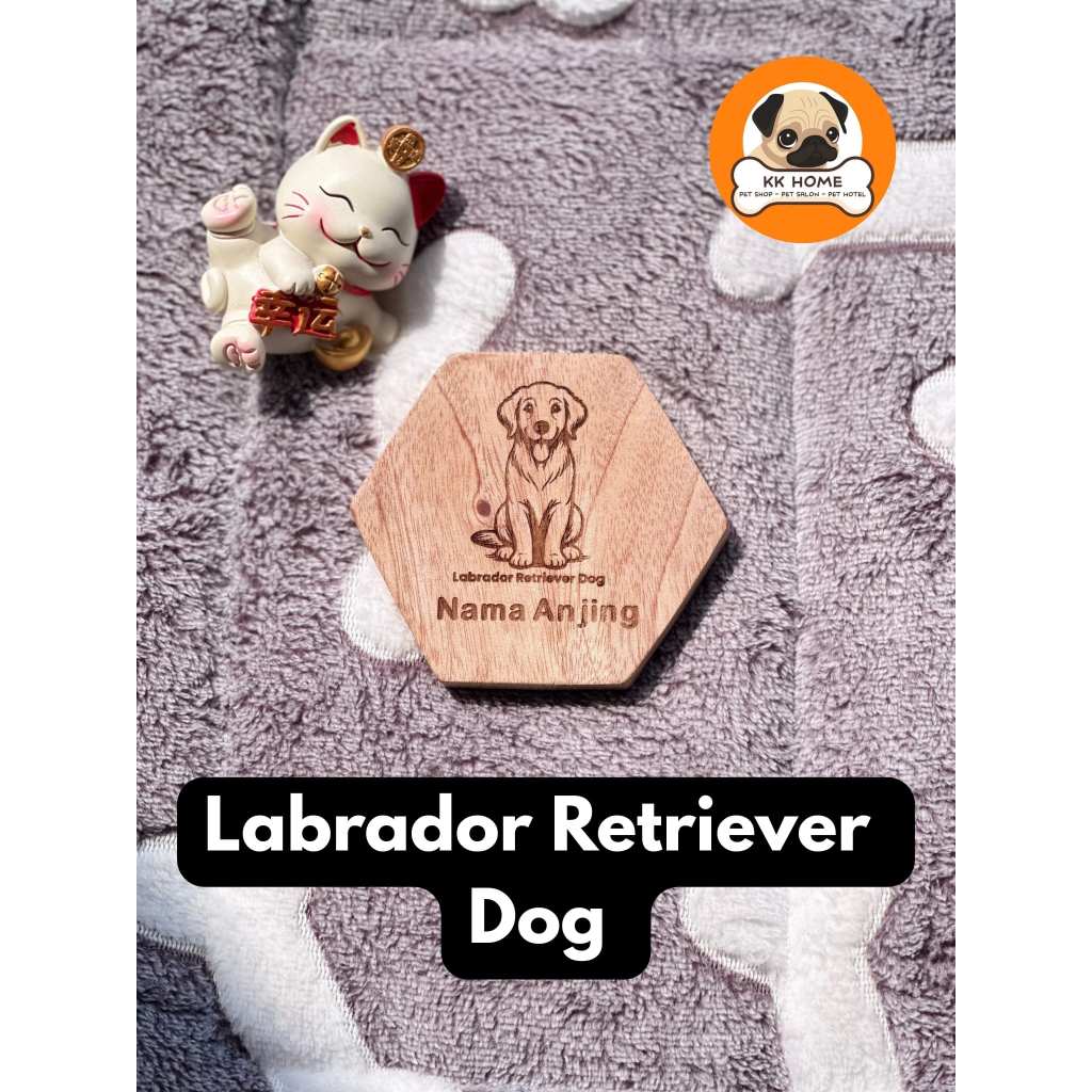 [FREE GRAFIR] Tatakan Gelas Kayu Custom Jenis Anjing Labrador Retriever dan Nama 9Cm | Coaster Kayu 