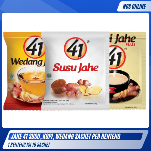 

Jahe 41 Susu Jahe / Kopi Jahe / Wedang Jahe 1 Renteng - 10 Sachet | Minuman Herbal Penghangat Tubuh