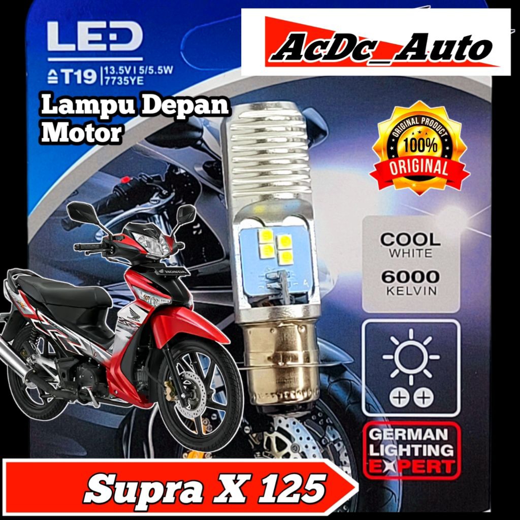 Lampu Depan Motor Honda Supra X 125 LED Putih Ac/Dc 12Volt Pengganti Dop/Bohlam Standart WrT19