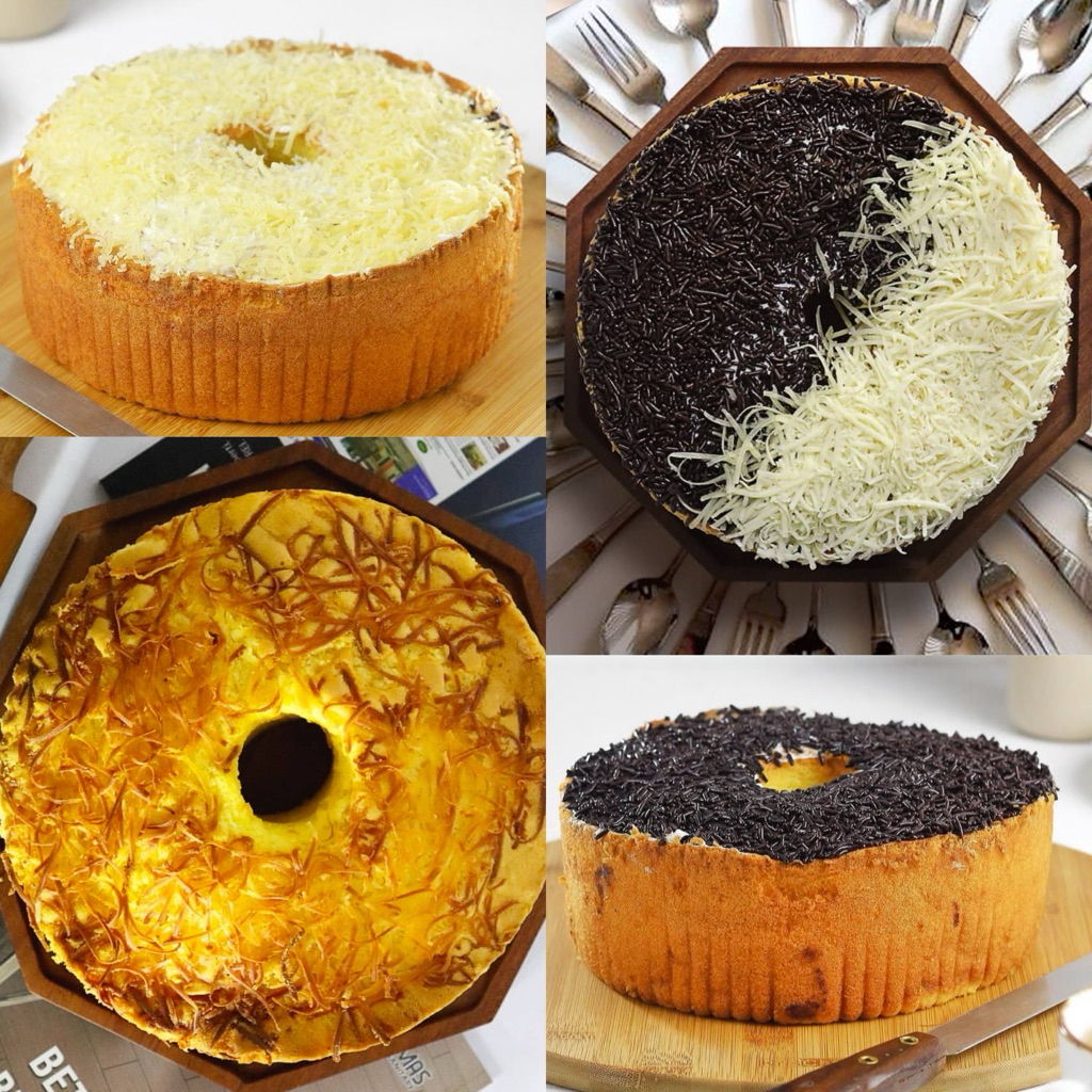 

BOLU SIFFON HJ.ENONG 4 VARIAN TOPPING KEJU / KEJU + SERES / KEJU BAKAR / SERES