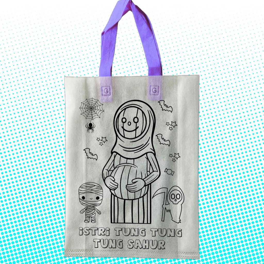 

( Harga Per PCS )Tas Mewarnai Anak Kain spunbond ukuran 30x40 (TALI MIX WARNA) Edisi Anomali