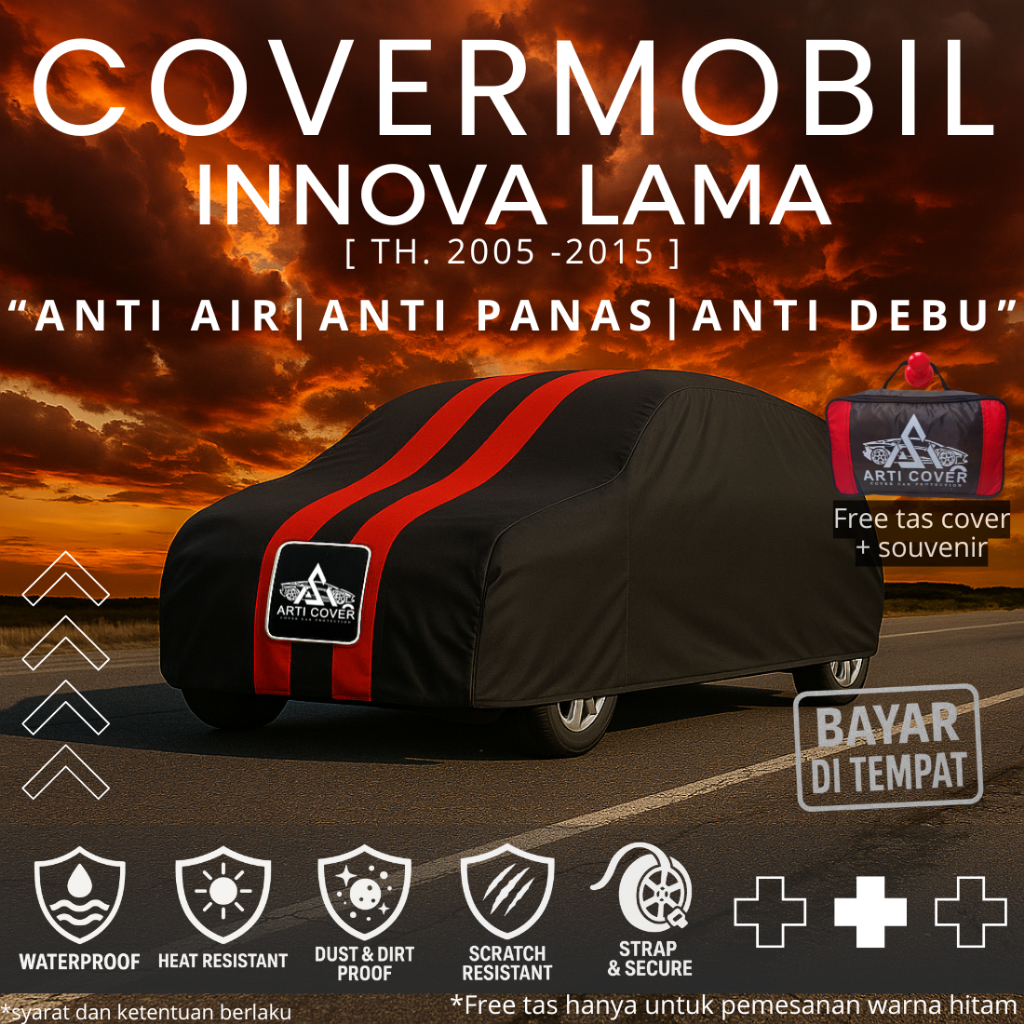 Selimut Sarung Body Cover Mobil Innova 2005 2008 2011 2015 Anti Air Anti UV Free Tali Pengikat Ban